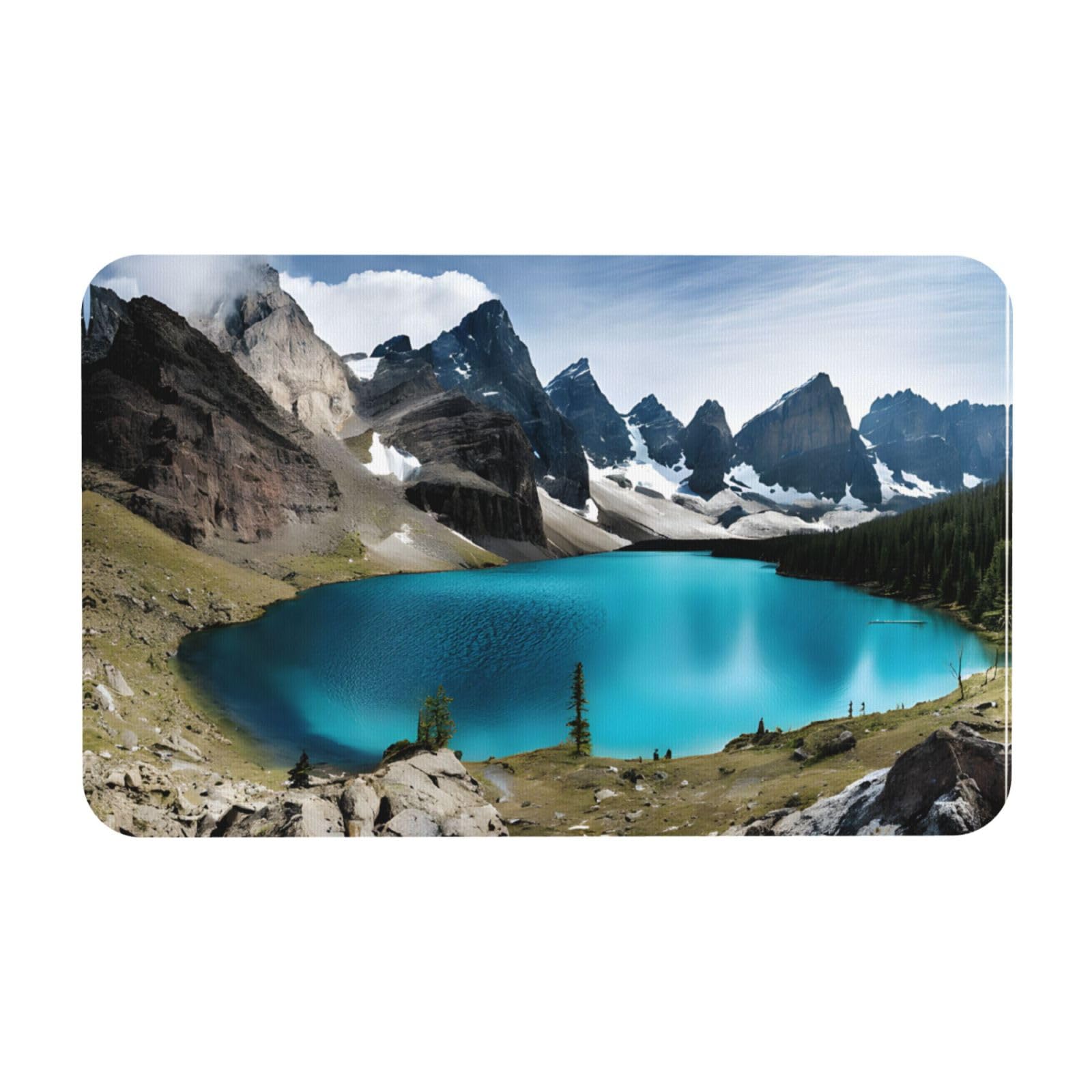 Tapis de bain facile à nettoyer imprimé montagne pour sol sec et sécurisé