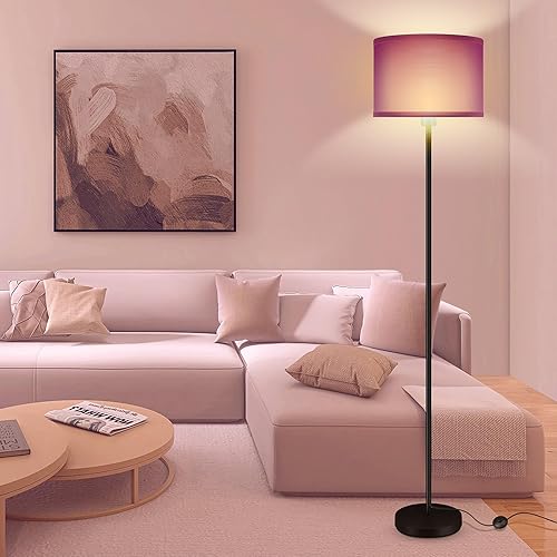 Miniatura 70 de Lámparas de pie doradas para sala de estar, lámpara de pie moderna, pantallas blancas, interruptor de pie, lámparas de poste simple lámpara alta