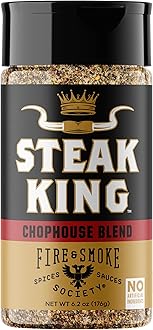 Fire & Smoke Society Steak King Steak Seasoning | BBQ Rubs for Smoking and Grilling Meat | Filet Mignon, Ribeye, Beef, Lamb and Burgers | BBQ Rubs and Spices | Black pepper, Fennel, Oregano, Pink Peppercorns | 6.2 oz