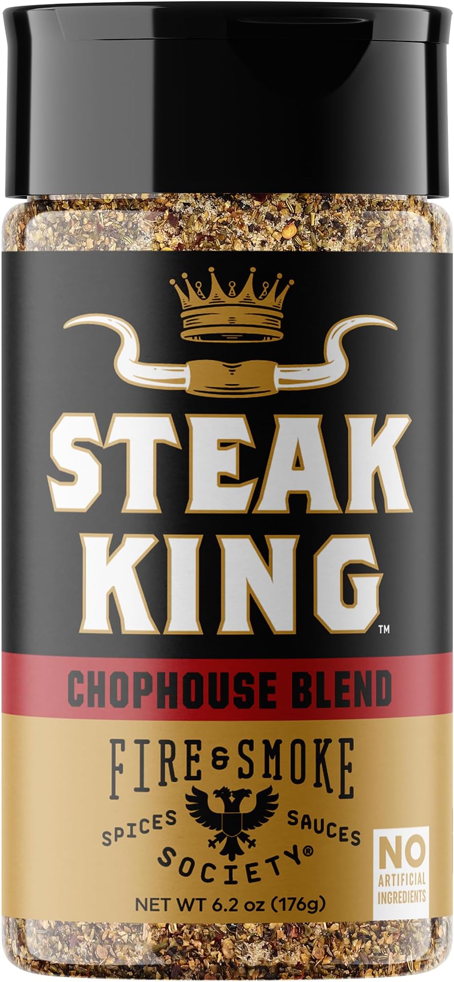 Fire & Smoke Society Steak King Steak Seasoning | BBQ Rubs for Smoking and Grilling Meat | Filet Mignon, Ribeye, Beef, Lamb and Burgers | BBQ Rubs and Spices | Black pepper, Fennel, Oregano, Pink Peppercorns | 6.2 oz