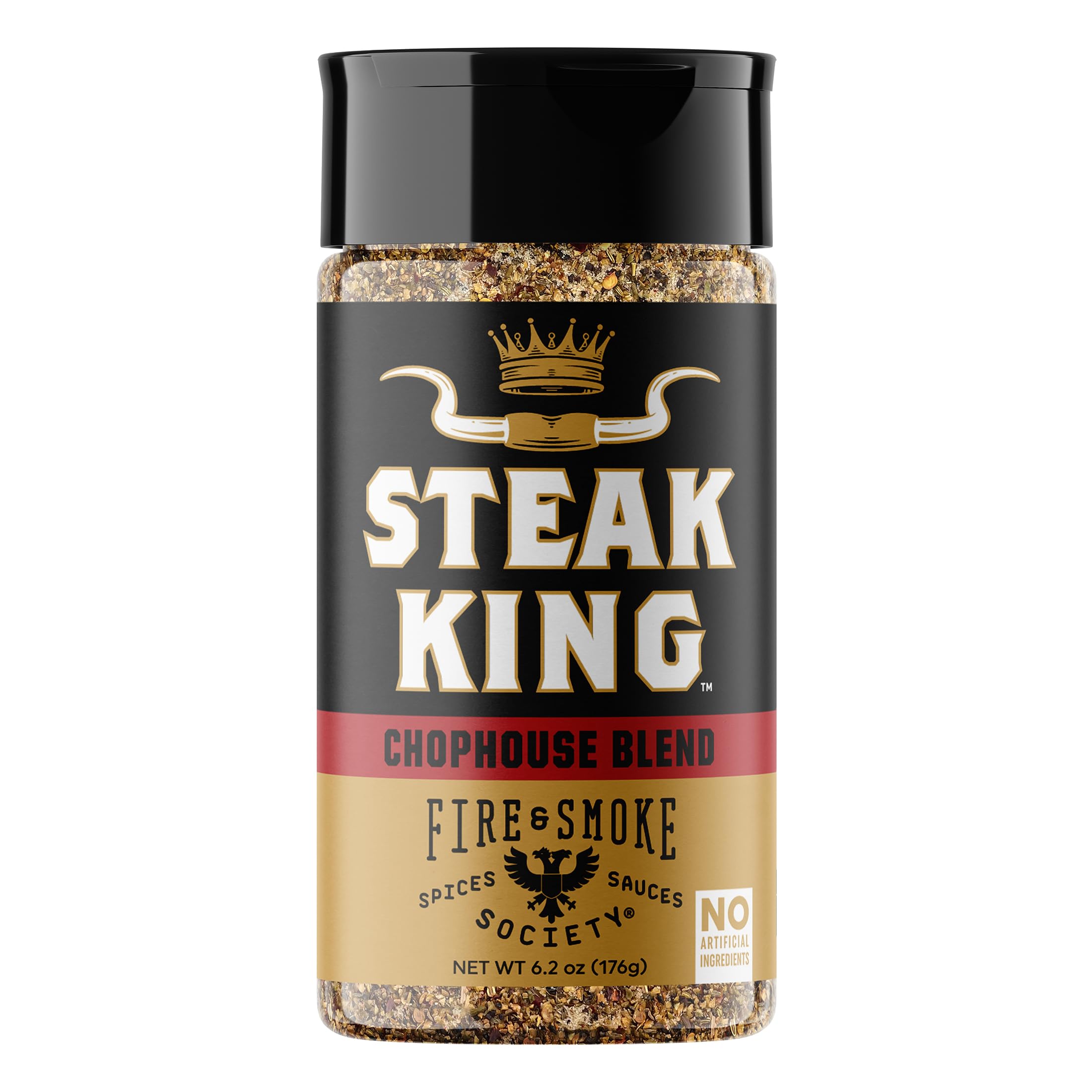 Fire & Smoke Society Steak King Steak Seasoning | BBQ Rubs for Smoking and Grilling Meat | Filet Mignon, Ribeye, Beef, Lamb and Burgers | BBQ Rubs and Spices | Black pepper, Fennel, Oregano, Pink Peppercorns | 6.2 oz