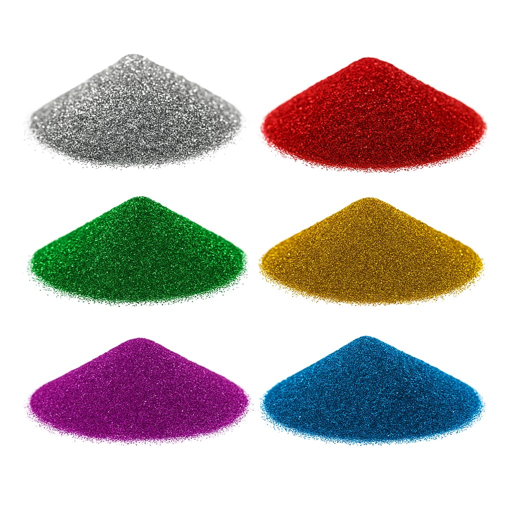 Sparkling Glitter Powder Jars - Multicolor (Pack of 6) – Nail Decoration Fine Glitter Shakers - Sparkle Dust for Slime, Art & Crafts, Makeup, DIY – Multipurpose - चमकदार पाउडर - গ্লিটার - Jigina-image-12