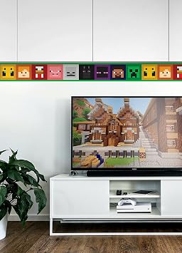 RoomMates Minecraft Iconic Faces Peel and Stick Wallpaper Border, RMK12377BD