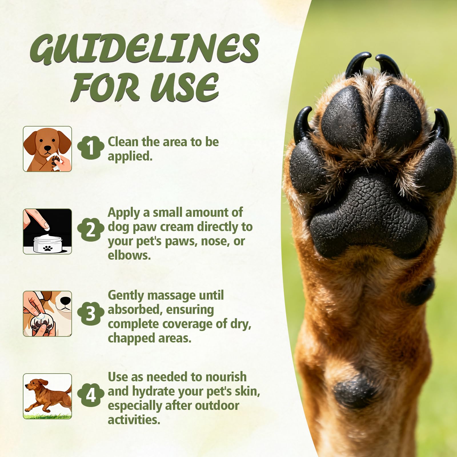 Dog Paw Balm, Paw Moisturizer for Dogs and Cats, Contains Coconut Oil, Nourishing and Moisturizing, Suitable for Dry, Cracked Paws and Noses, 60g - image 6