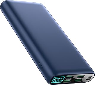 Portable Charger 38800mAh,LCD Display Power Bank,4 USB Outputs Battery Pack Backup, Dual Input USB-C Phone Charging Compatible with iPhone 14/13 Pro Max/13 Mini/12,Android Samsung Galaxy/Pixel-Blue