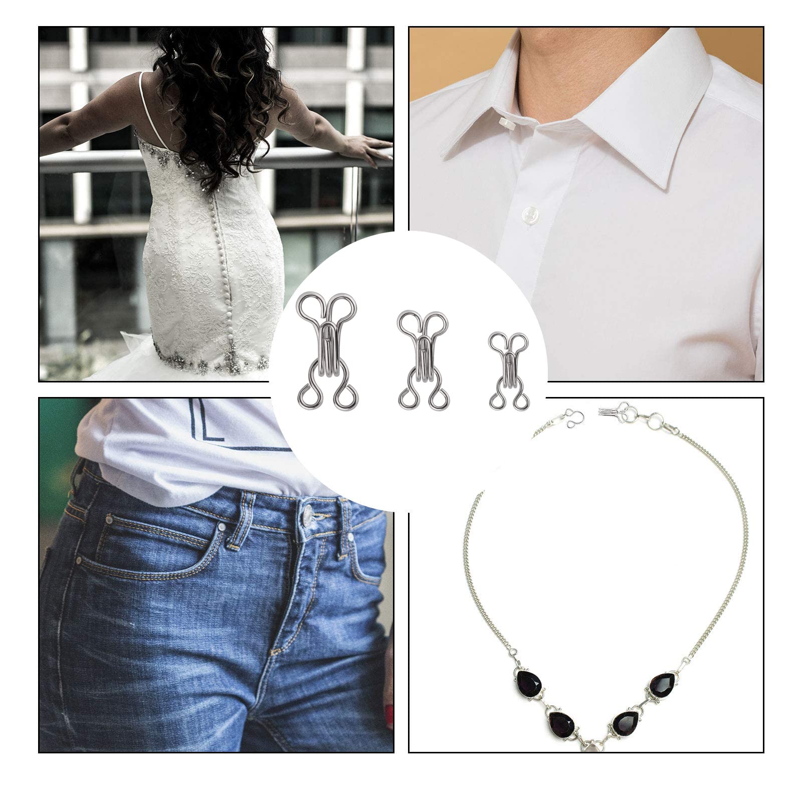 50 Ganci E Occhi Per Cucito - 3 Misure, In Metallo, Per Abbigliamento, Reggiseni, DIY - Foto 6