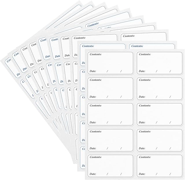 Freezer Labels, Pack of 200, Easy to Peel, Food Label Stickers for Food Storage Boxes, Jars, Waterproof, Leaves No Sticky Residue After Use, 3*6cm