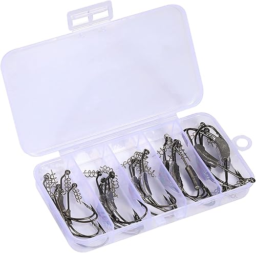 Miniatura 5 de Sougayilang Anzuelos de pesca de acero de alto carbono gusano cebo suave anzuelos de pescado con caja de plástico