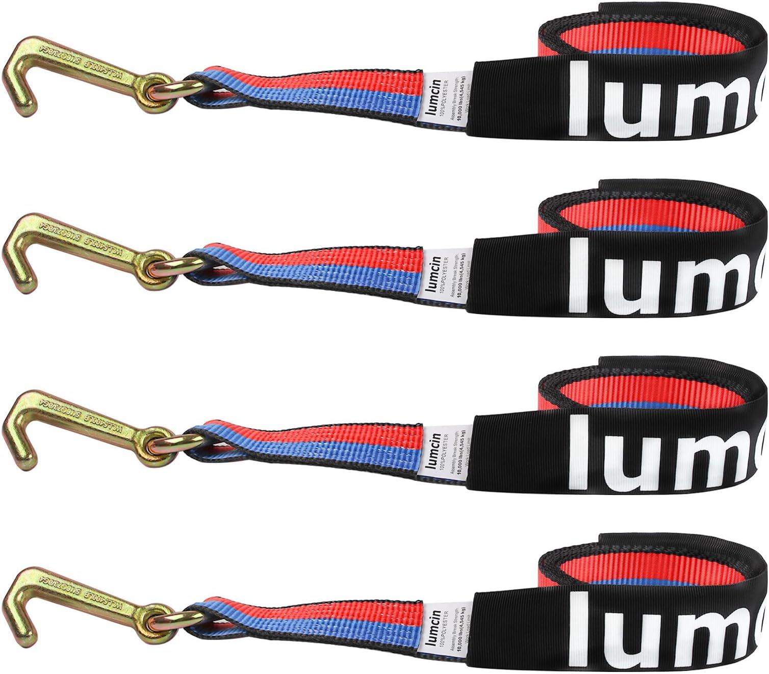 Ratchet Straps 8-Piece Red Lasso Strap Kit - 8ft Long, 2" Ratchet