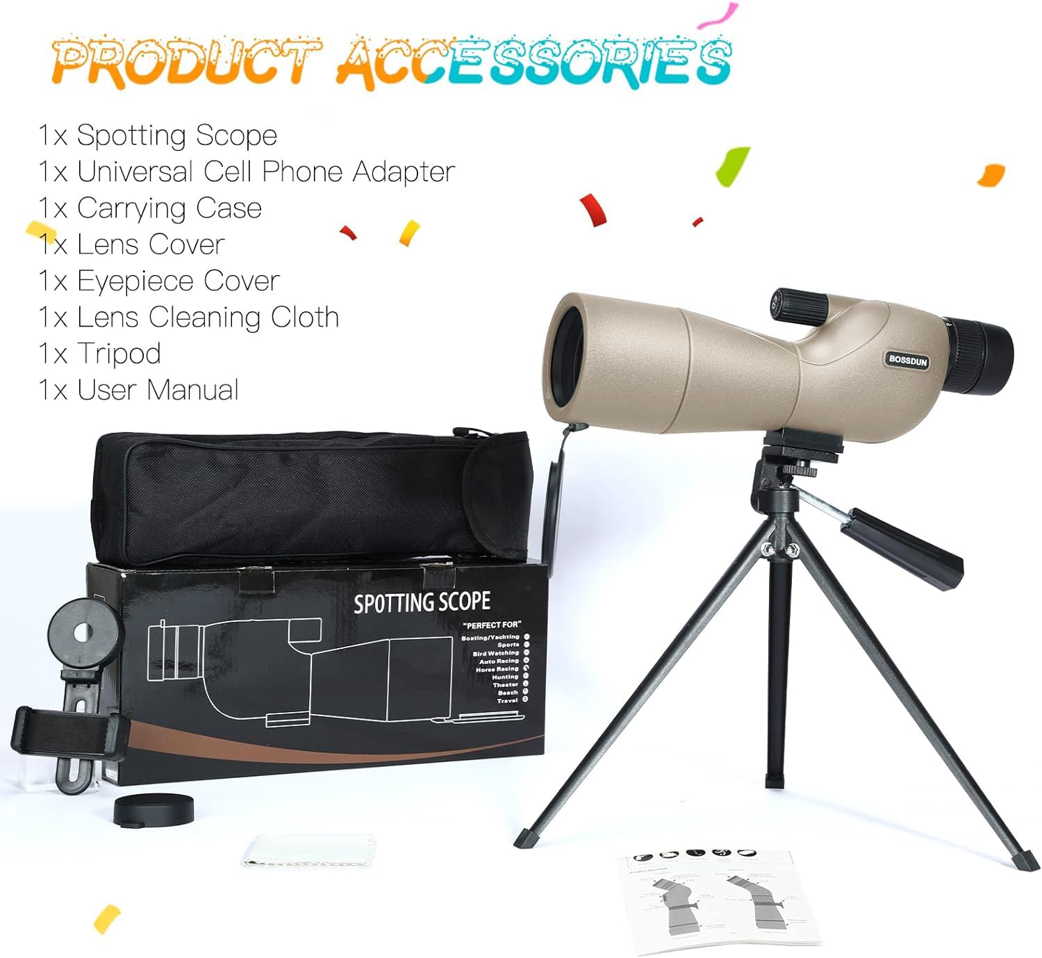 Cannocchiale Da Caccia Professionale - Telescopio 25-75x60mm Impermeabile Con Treppiede E Adattatore Telefono - Foto 6