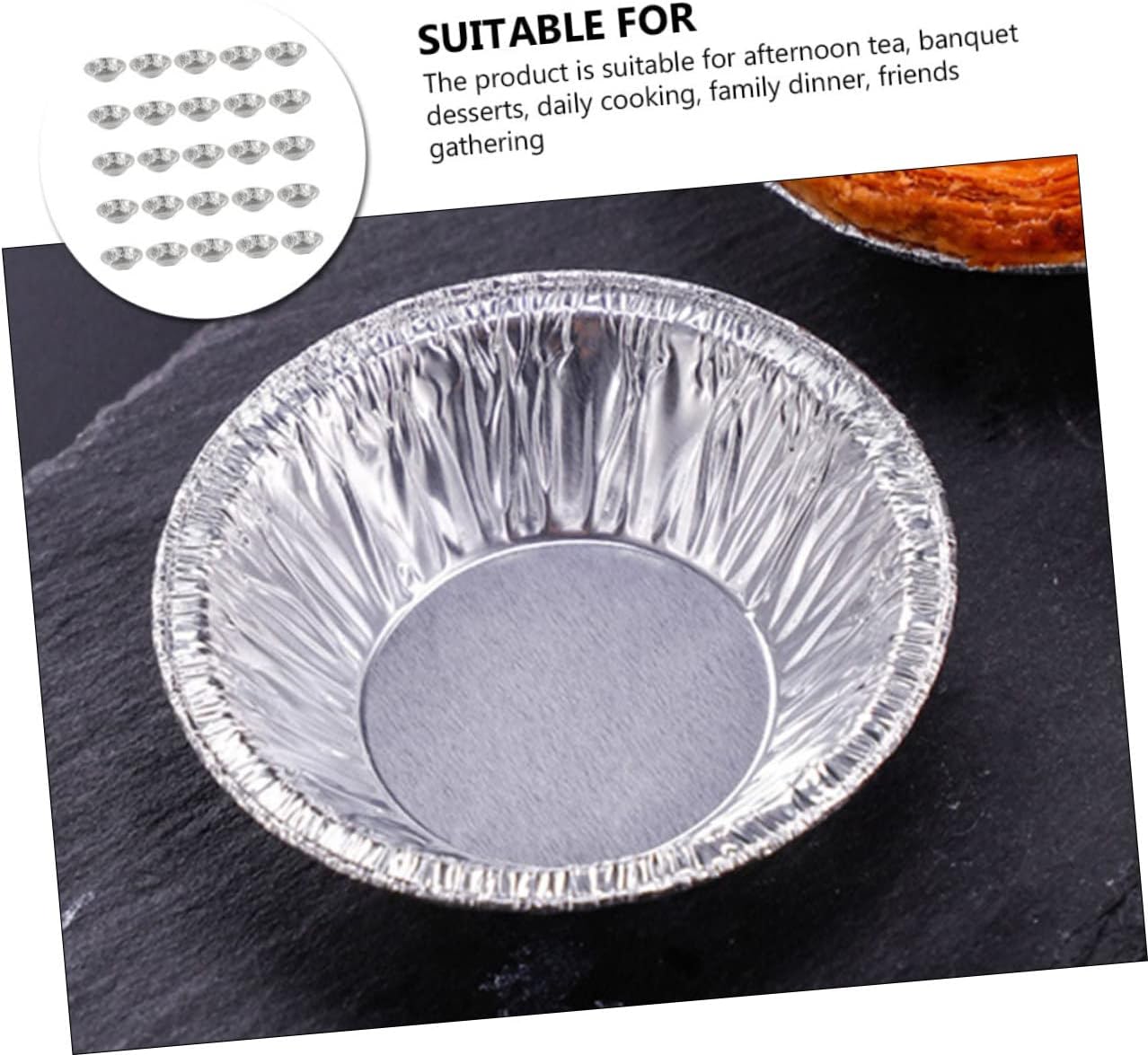 400pcs Foil Tart High-temperature Baking Trays Non-stick Pudding Tins for Cakes Muffins and Pastries for Parties and Gatherings