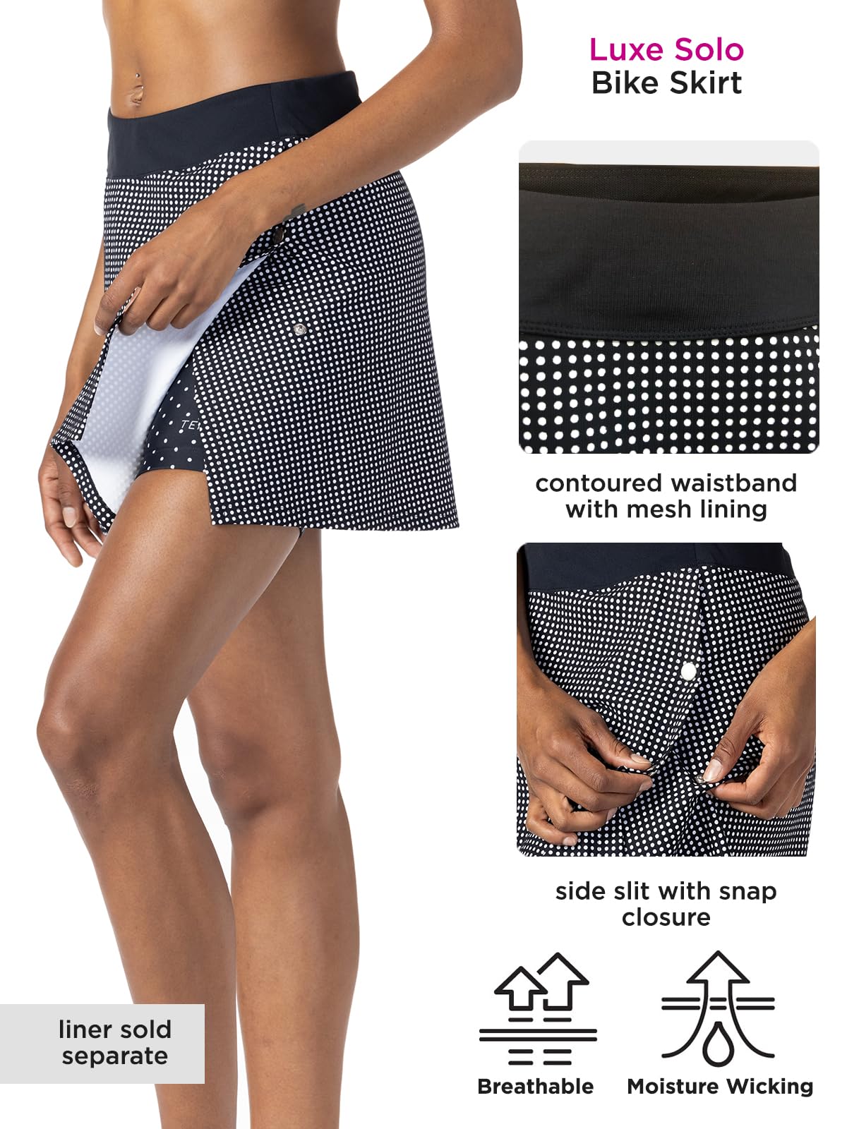 Terry Bike Skirts for Women, Mixie Ultra Womens Biking Skirt, Snap Front Wrap Skirt Athletic Golf Hiking Tennis Skirt