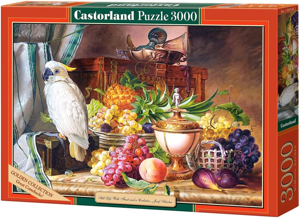CASTORLAND 3000 Piece Jigsaw Puzzle, Still Life with Fruit and a Cockatoo, Josef Schuster, Adult Puzzle, Castorland C-300143-2