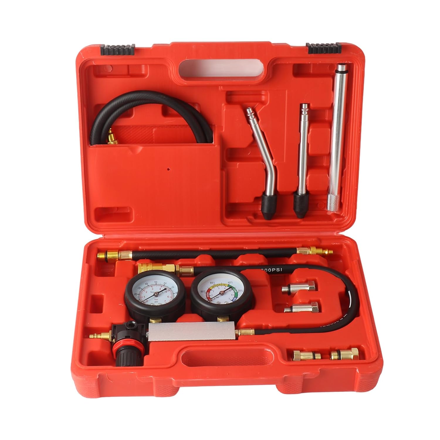 Cylinder Leak Down Tester Compression Detection Tool for Gasoline Engines Dual Gauge Leak Rate Test