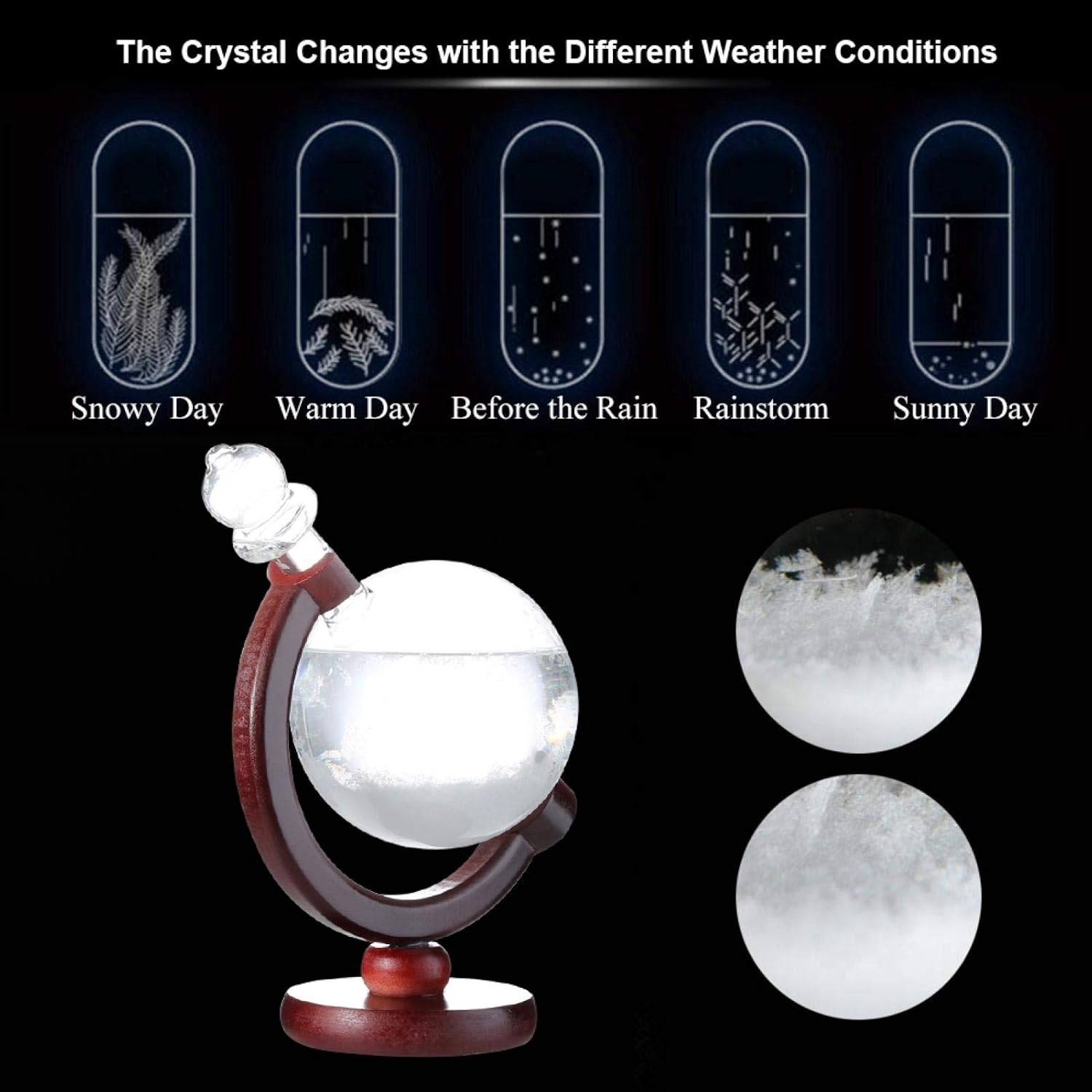 BTER Weather Predicting Storm Glass - Innovative Shape Weather Station Predictor for Home and Office (Mahogany)