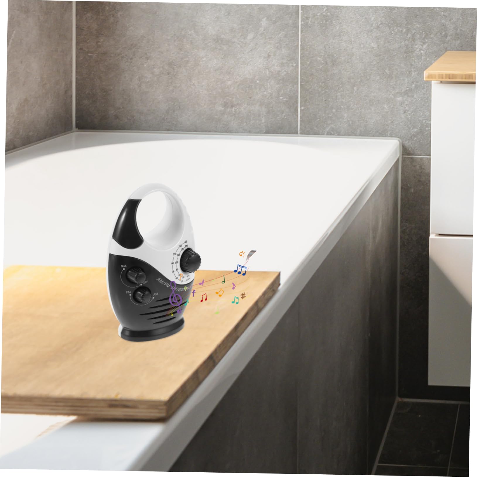 Angoily Radio De Baño Portátil Miniradio De Ducha con Asa Superior para Baño para Uso Duchas y Piscina Ligera