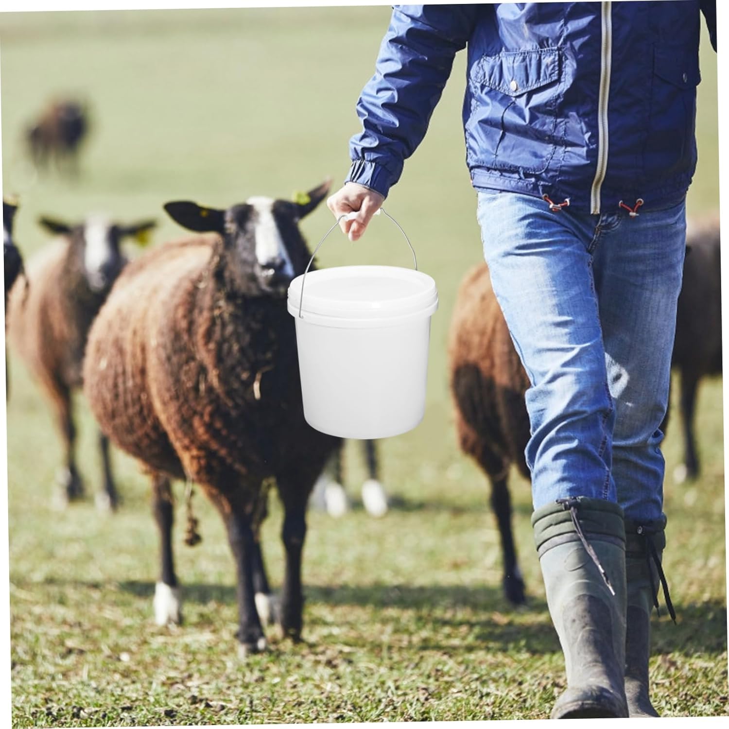 Portable Plastic Bucket Lid White Round Container for Home Use Multipurpose Storage Fishing Water and Paint Easy to Carry