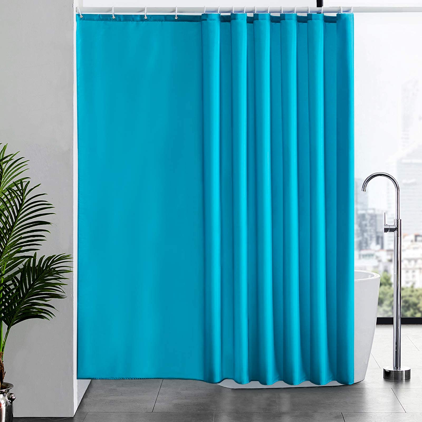 Furlinic Shower Curtain Mould Proof Resistant Wetroom Bathroom Polyester Fabric White 7ft Shower Curtains Liner Waterproof Rustproof Washable Weighted with 12 Hooks Extra Long 180x210cm 72x84. — view 206