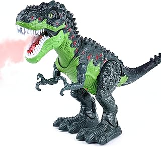 AHCo. Big Walking T-Rex Dinosaur Toy Plus for Kids – Realistic Tyrannosaurus Toys with 3D Eyes, Mist Spray, Lights and Roar Sound – Gift for Toddlers Ages 3+ Years