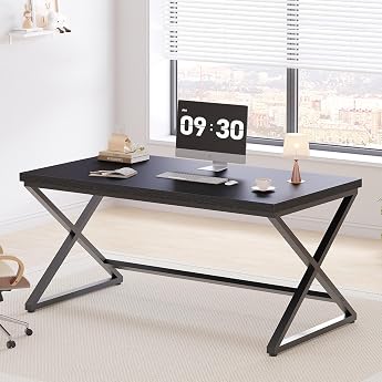 IBF Desk Black Computer Desk PC Table Gaming Office Table 140 cm Office Home Office Study Desk Computer Desk Office Table Small Wooden Oak for Gaming PC