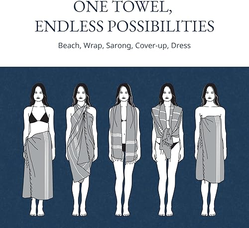 Vista 18 de LANE LINEN Juego de 6 toallas de playa turcas para mujer, tamaño grande, 39 x 71 pulgadas, prelavadas, no se encogen, no se encogen, sin arena