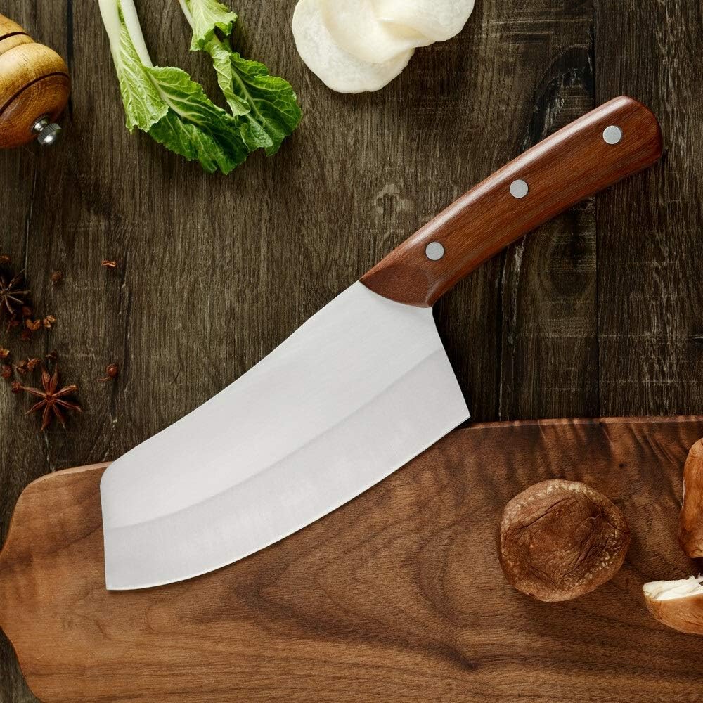 MAYiT Meat Cleaver Knife, Kitchen Knife Chopper Cleaver Stainless Steel Cutlery Knife Full Tang Butcher Meat Vegetable Cutting Slicing Knife Box