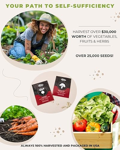 Miniatura 4 de 50 Tactiko Survival Kit de semillas de verduras, hierbas y frutas, variedades cosechadas en Estados Unidos, más de 35,000 semillas de reliquia sin