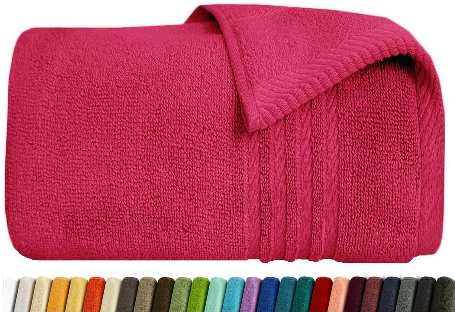 EDB Large Bath Towel 100% Egyptian Cotton Super Soft Jumbo Bath Towels 70cm x 140cm, 500-GSM Highly Absorbent Bathroom Towels (Pink, Bath Towel)