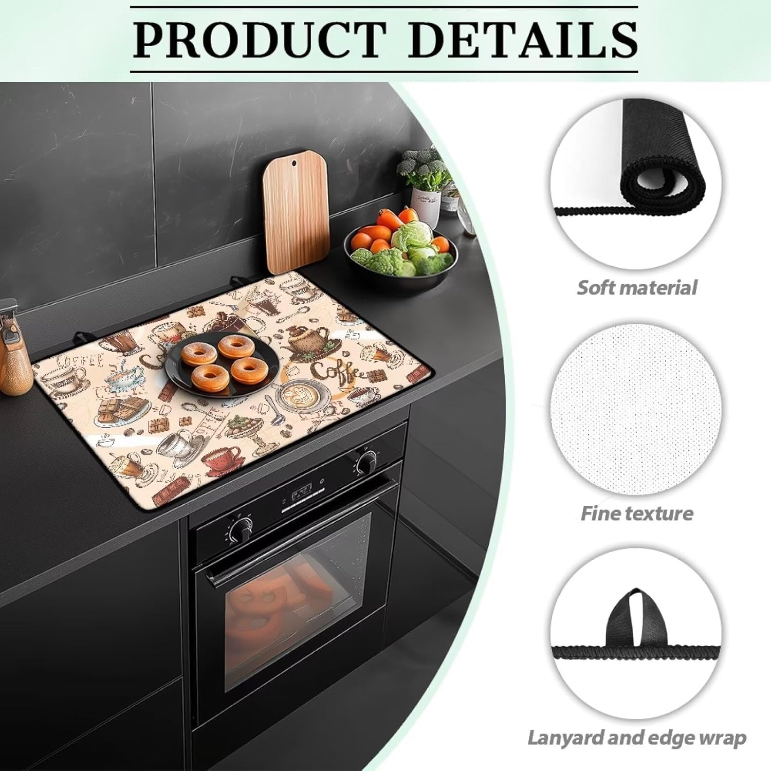 Poceacles Stove Cover for Glass Top Stove, Induction Electric Stove Top Cover Protector Oil Resistant Heat Resistant Washer Dryer Top Mat, 29'' x 21'', Coffee Latte Chocolate Beige