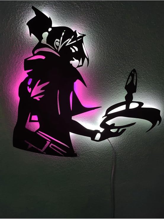 Valorant Jett Led Işıklı Ahşap Tablo Pembe 55x40 cm, valojet1