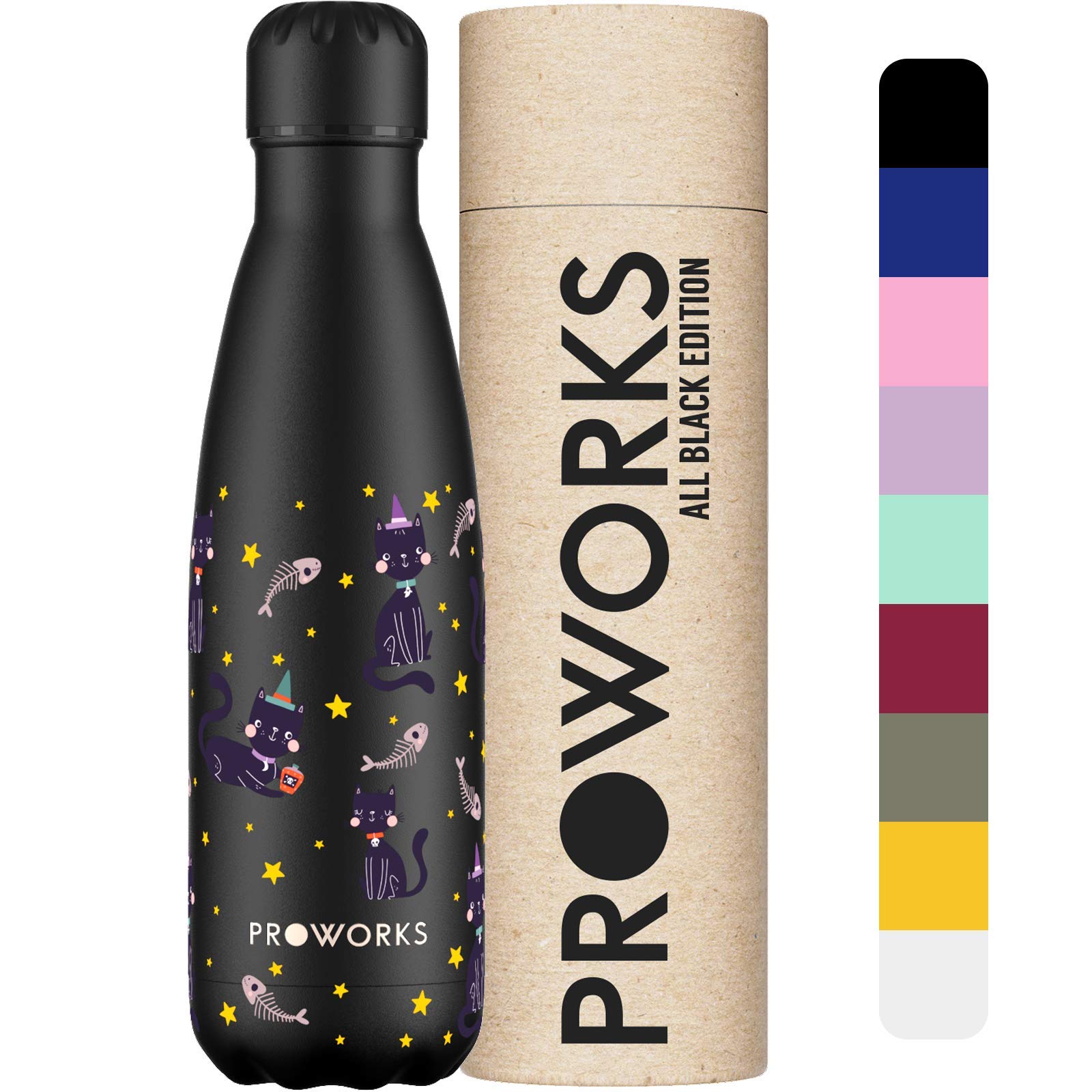 PROWORKS Insulated Water Bottle, BPA Free, Reusable Stainless Steel Water Bottle for 12 Hours Hot & Cold Hold Up to 24 Hours, for Sport, Gym, Travel - 500ml - Pink Daisy — view 21