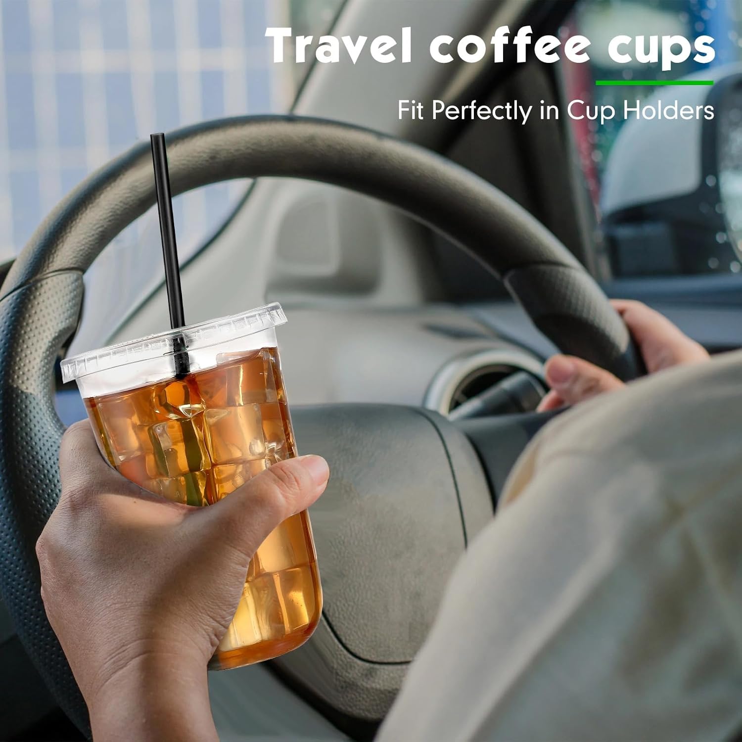 100 Set 16 oz Clear Plastic Cups with Lids and Straws, Disposable Iced Coffee PET Cups for Drinking Cold Beverage Juice Parfait Smoothie Milkshake Coffee Shops Party Supplies - Image 6