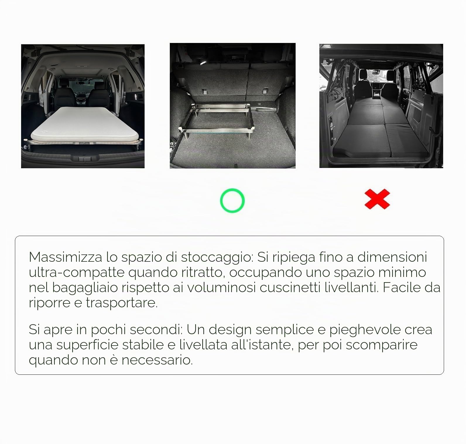 Livellatore Bagagliaio: Sistema Materasso Universale Regolabile per SUV e Station Wagon, Estraibile e Scalabile, Ad Es. Per Ford Bronco 4 Porte 2021-2025