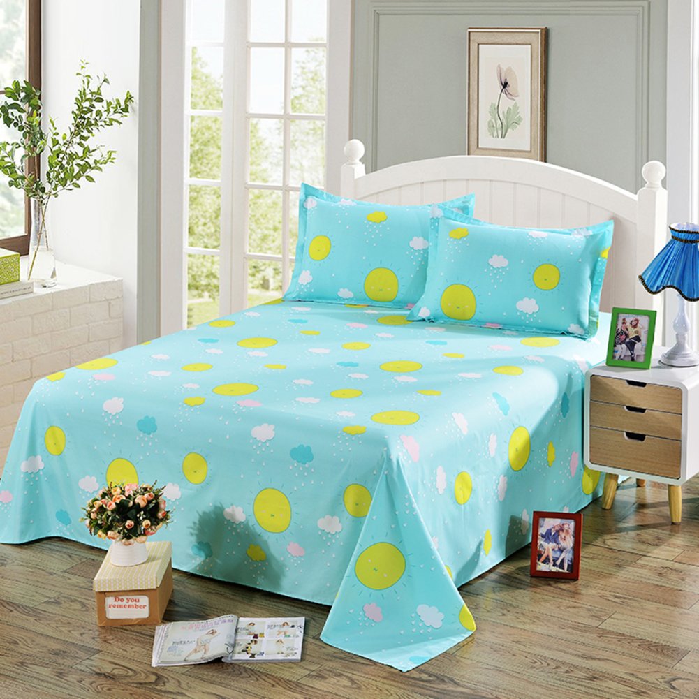 Drap plat 230x230cm en tissu poncé épais imprimé dessin animé pour lit simple ou double