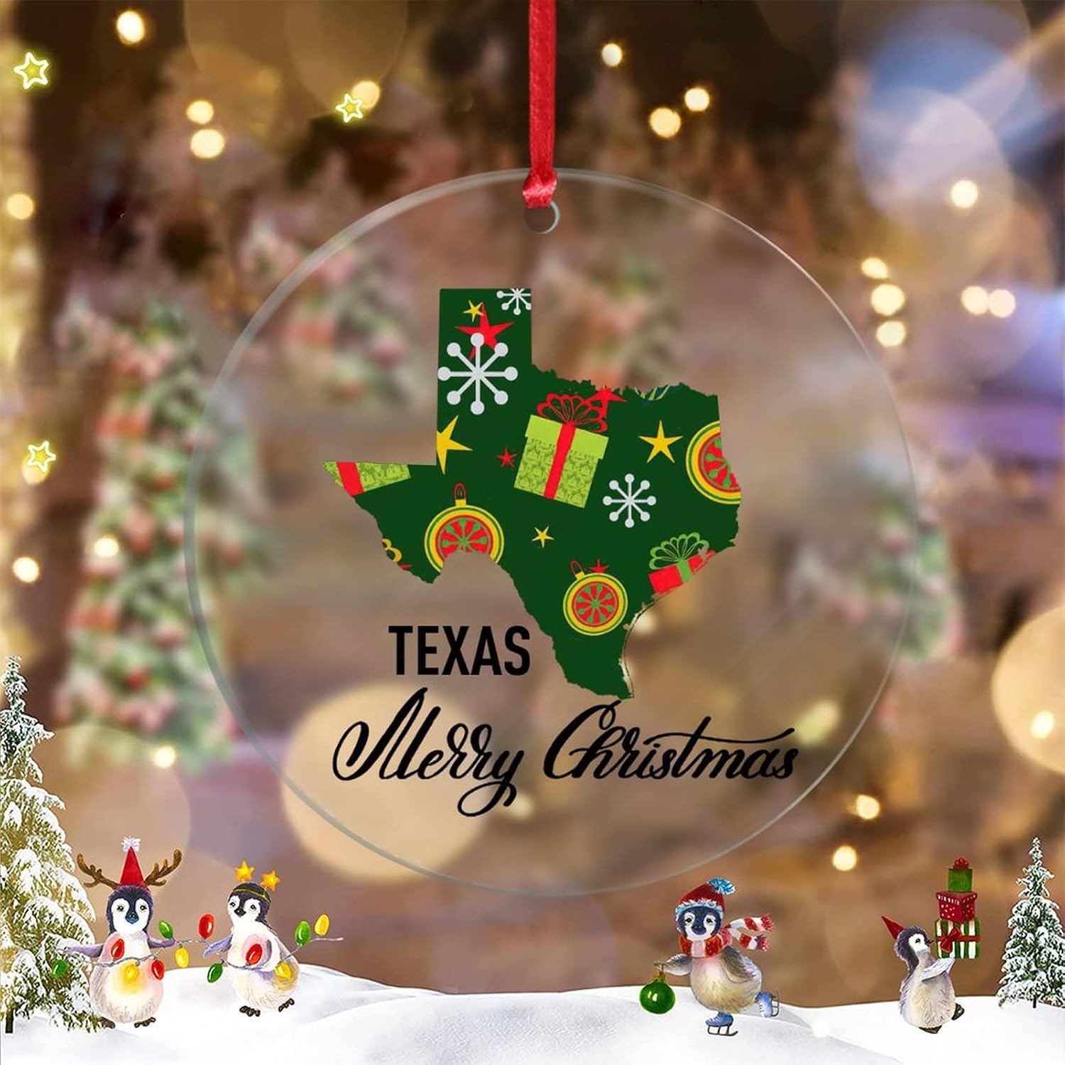 Merry Christmas Ornaments Texas Home State Personalized Christmas Ornaments 2022 Christmas Tree Ornaments Souvenir Xmas Tree Hang Pendant Exchange Long Distance Gift