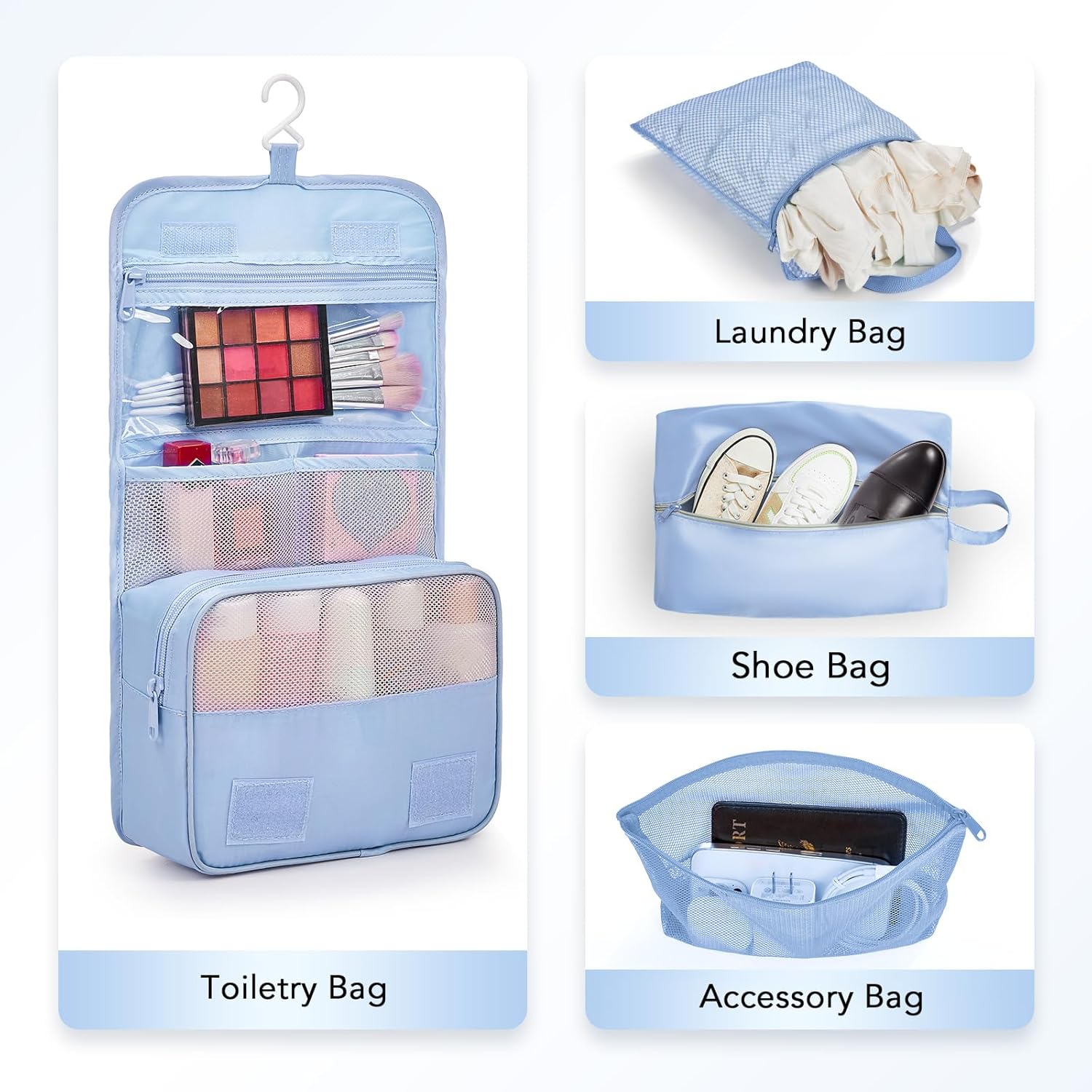 10 Set Compression Packing Cubes for Travel Essentials,Compressible Expandable Packing Cubes for Suitcase,OlarHike Luggage Organizer Bags for Travel,Handy Helper for Organizing Clothes(Light Blue) - Image 5