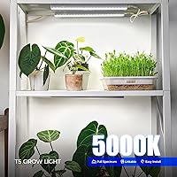 Vista 2 de Barrina T5 Grow Lights for Indoor Plants, 5000K Full Spectrum, 1FT LED Growing Lamp, Plant Light Strip, for Seed Starting, Vegetables, Plug and White