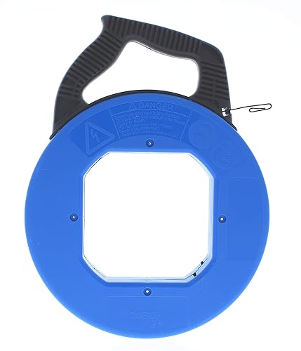 Miniatura 2 de IDEAL - Cinta eléctrica de acero azul 31-057  Cinta de pescado de acero azul de 240 pies con gancho formado y funda Tuff-Grip Pro, acabado no graso,