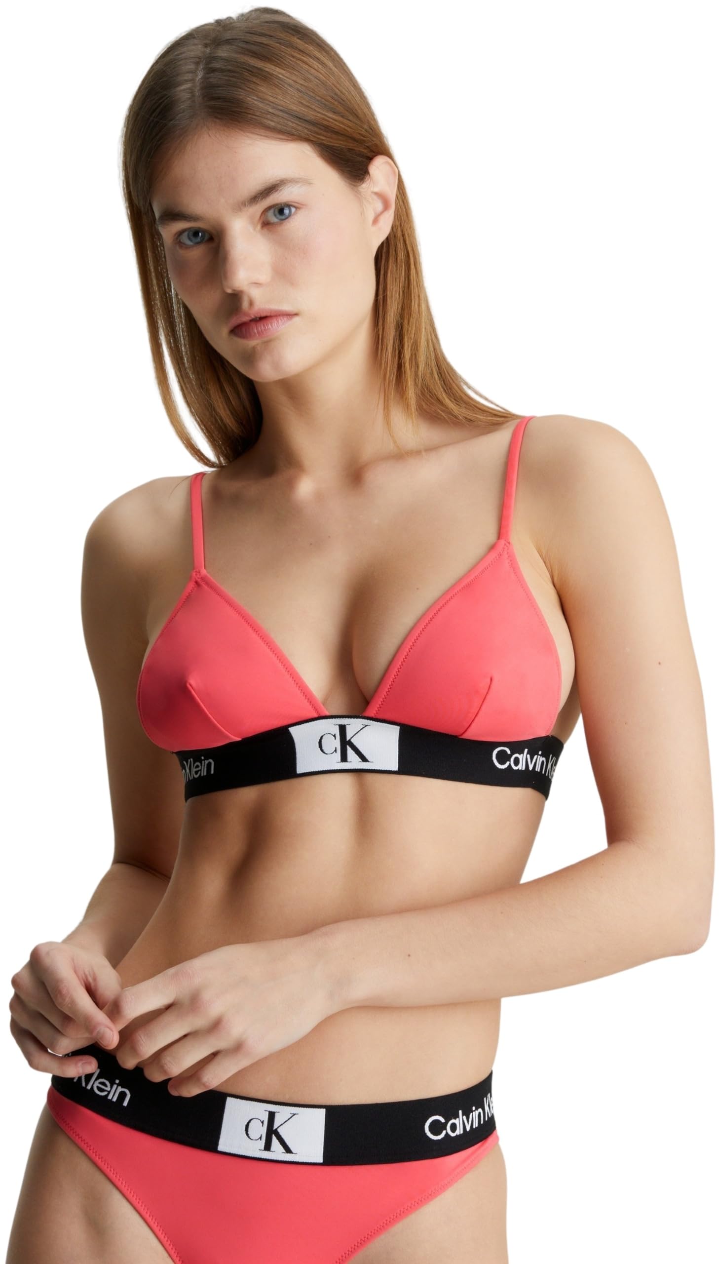 Calvin Klein Top de bikini triangular Mujer Fixed Triangle-Rp sin aros, Blau (Azul), XL