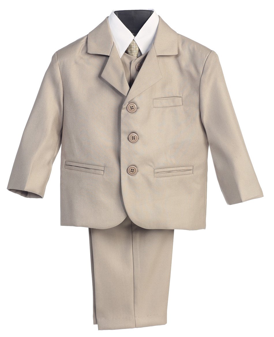 5 Piece Khaki Suit with Shirt, Vest, and Tie - Boy's Size M (9 Month)