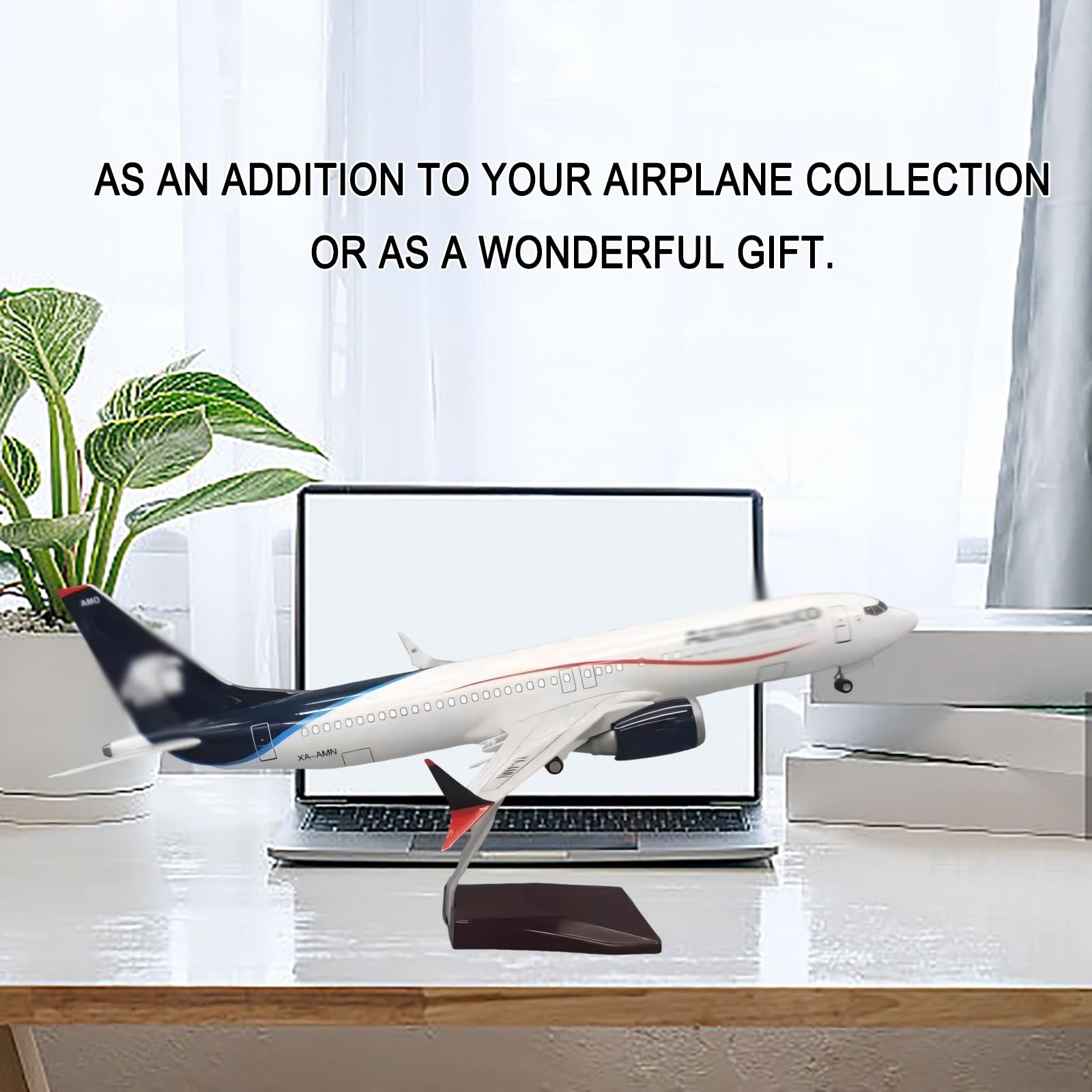 Modello aereo B737 max in scala 1:85 con ruote controllo vocale Espositore Aereo collezione ad alto realismo for casa, decorazione dell'ufficio, regalo perfetto for gli appassionati