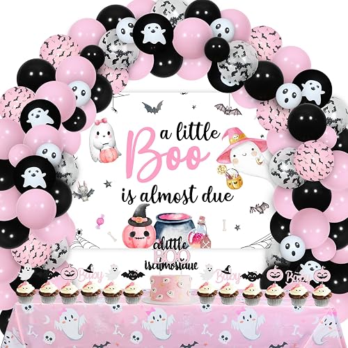 Funmemoir A Little Boo is Almost Due Halloween Baby Shower Decor for Girl