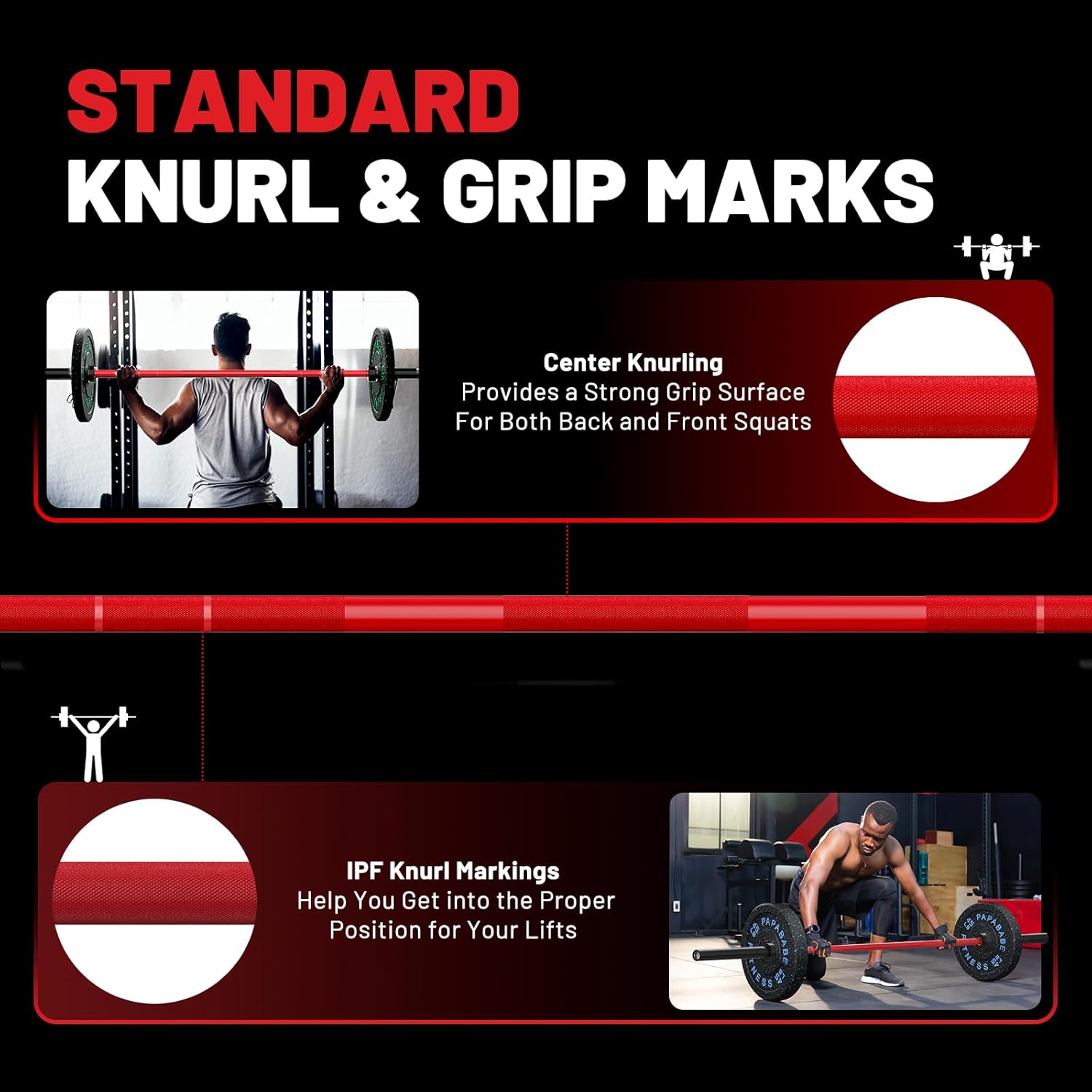 7FT Olympic Barbell 45 lb Barbell 2 INCH 1000lbs/1500lbs Capacity Olympic Bar with Moderate Knurling For Squats Curls Deadlifts