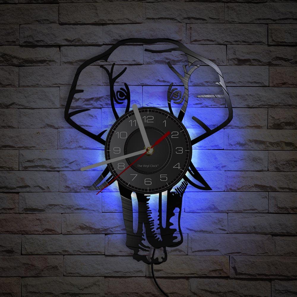 Smotly Light Vinyl Wall Clock With Night Atmosphere Clock, Elephant Shaped Design, A Wall Clock Gift For Animal Lovers
