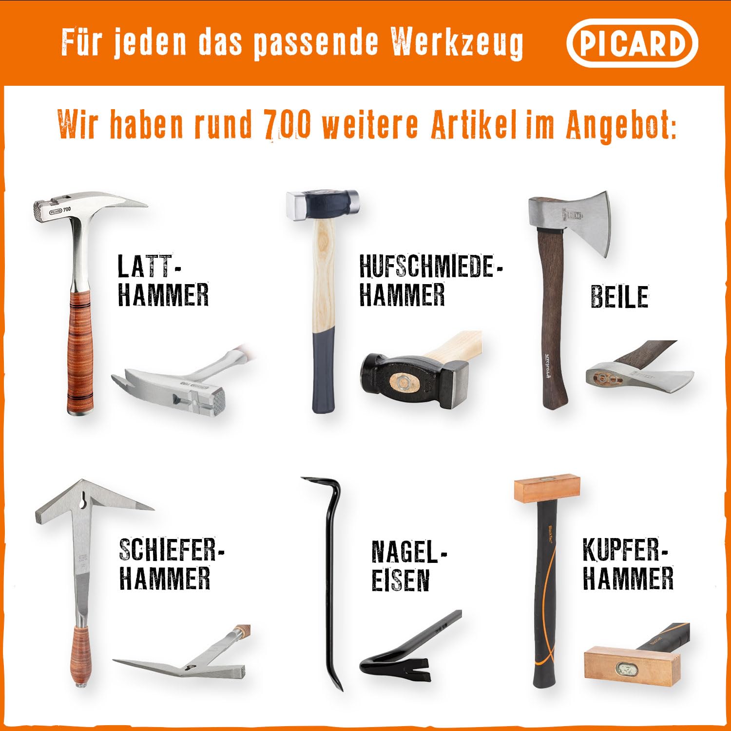 PICARD Schweifhammer Nr. 175 ES 250g | Profi-Qualität für Dachdecker-Dachklempner | Robust & Präzise | Ergonomischer Eschenstiel | Hammerschlag-Grau | Spezialstahl | Made in Germany seit 1857