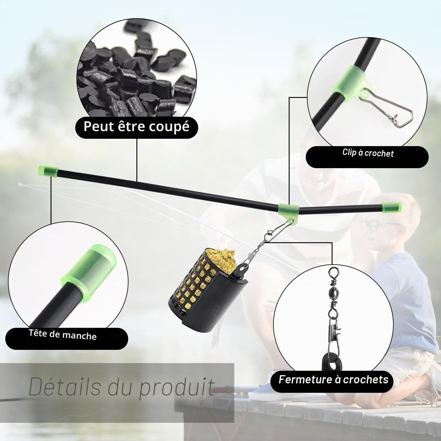 Kit De 26 Pièces Cage Feeder Pêche – 6 Cages 10/15/20/30/40/50g + 20 Bras Anti-enchevêtrement, Avec Pivot