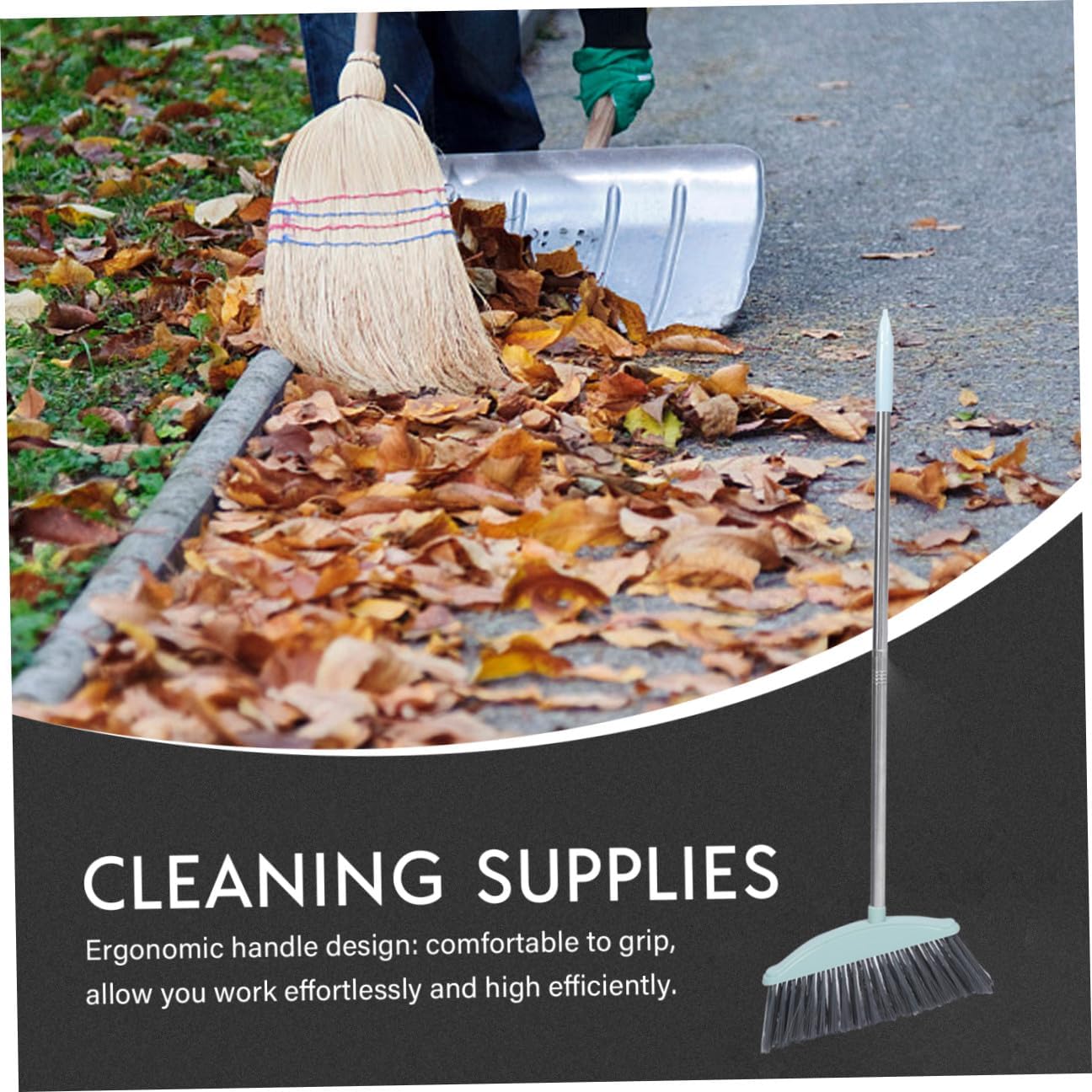 Cabilock Garbage Sweeping Tool Long Handle Broom Angle Brooms Floor Cleaning Outdoor Indoor for Home Garage Kitchen Office Courtyard Lobby Lawn Concrete Multipurpose