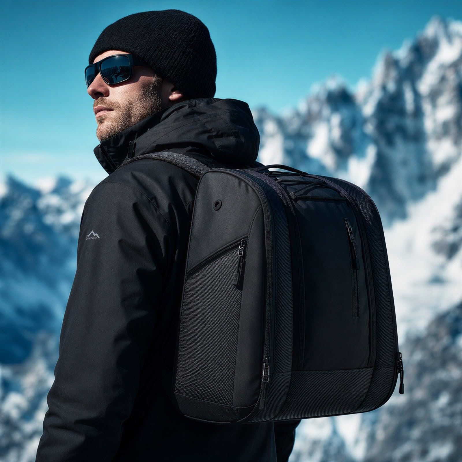 Skischuhtasche, 15,7 x 13,0 x 15,7 Zoll Snowboardstiefel-Rucksack mit wasserfestem Boden, Inlineskates-Tasche für Helm, Brille und Ausrüstung, Mehrtaschen-Reiserucksack für Damen und Herren