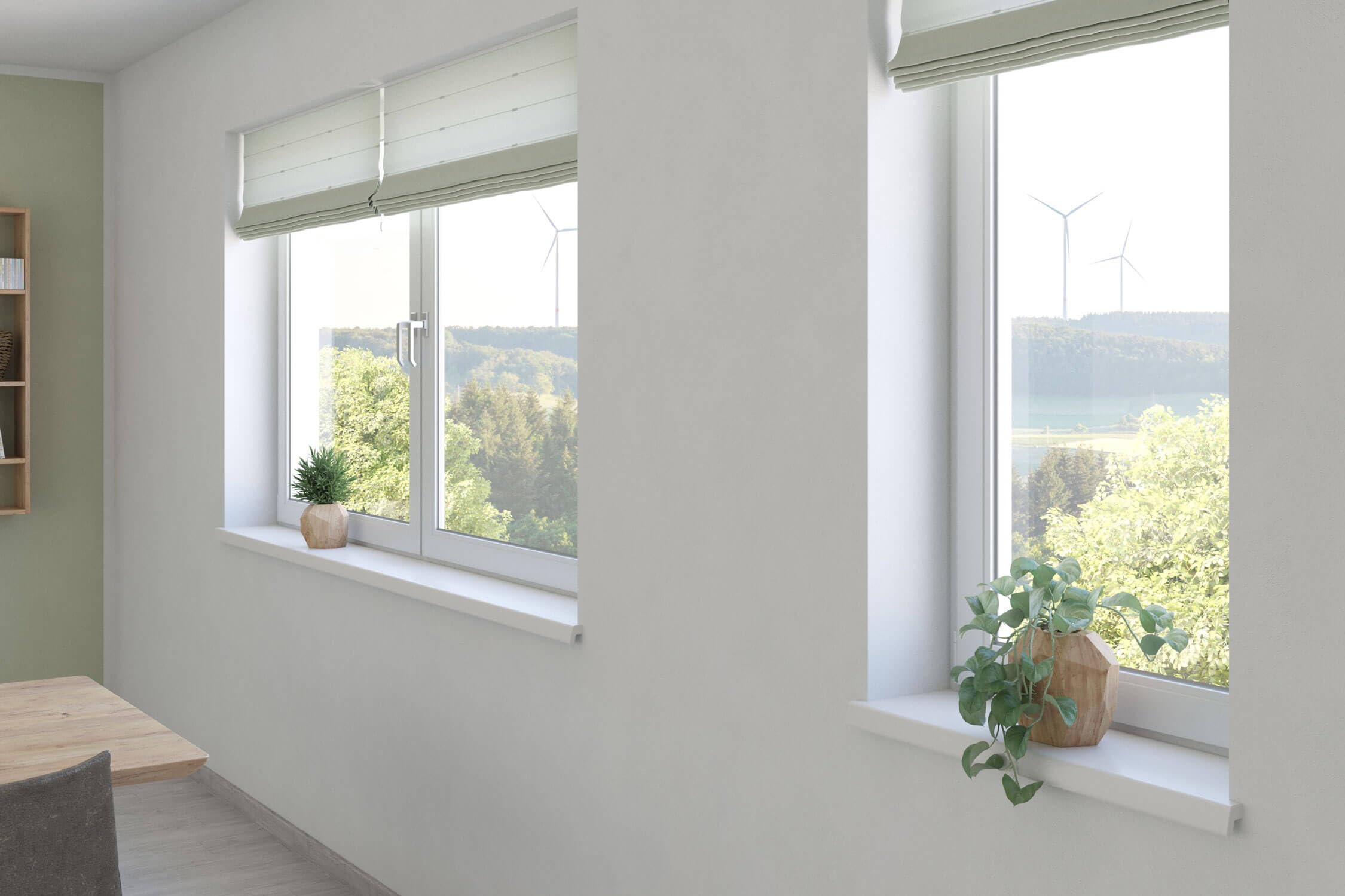 Fensterbank innen Kunststoff | PVC nach Maß inkl. Seitenabschlüsse (Weiß, T x L | 25 x 120 cm)