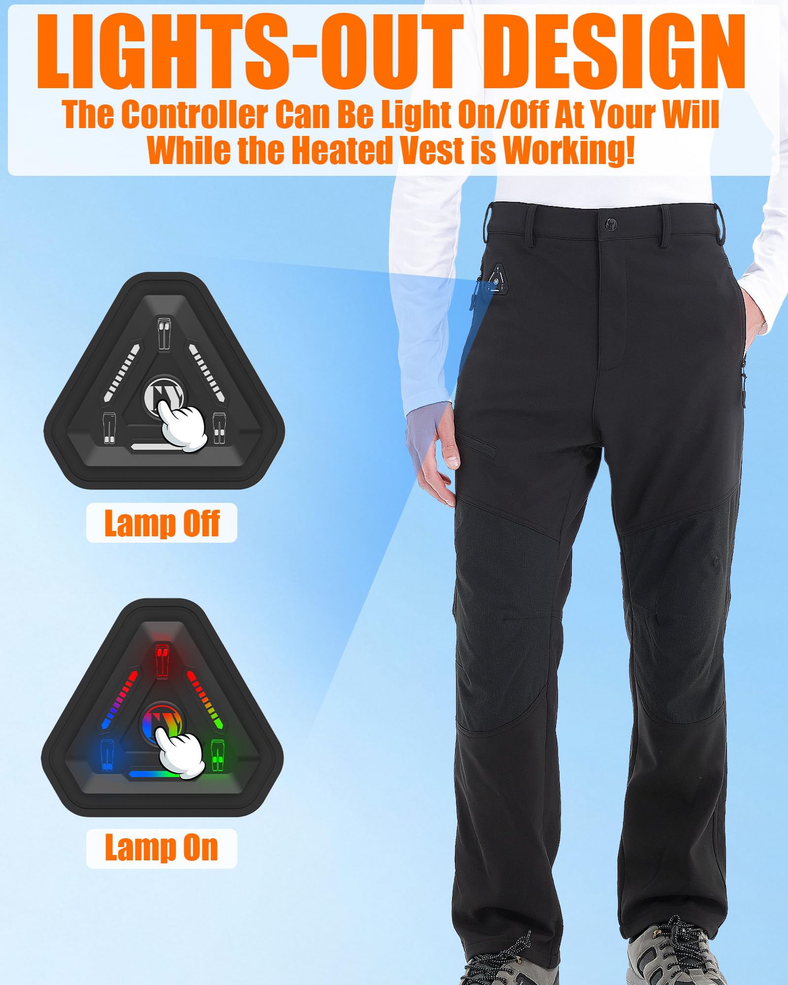 20.000 mAh Beheizte Hose für Damen und Herren, wasserdichte Softshell-Thermo-Skihose mit verbessertem 7,4-V-Akku, für Winterwanderungen, Arbeiten im Freien